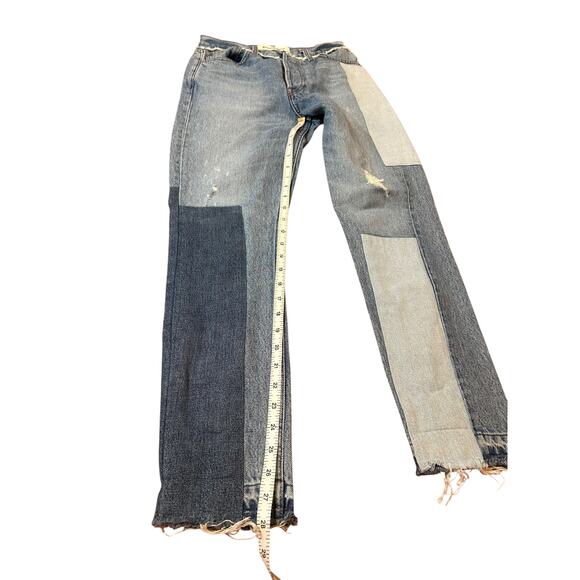 REFORMATION Patchwork Distressed Denim Torres Wash Skinny Jeans Patch 25 NWOT - Picture 5 of 9